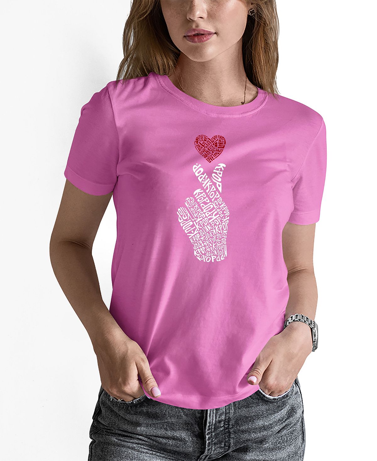 Женская футболка k-pop word art LA Pop Art, розовый женская футболка word art хамса la pop art розовый