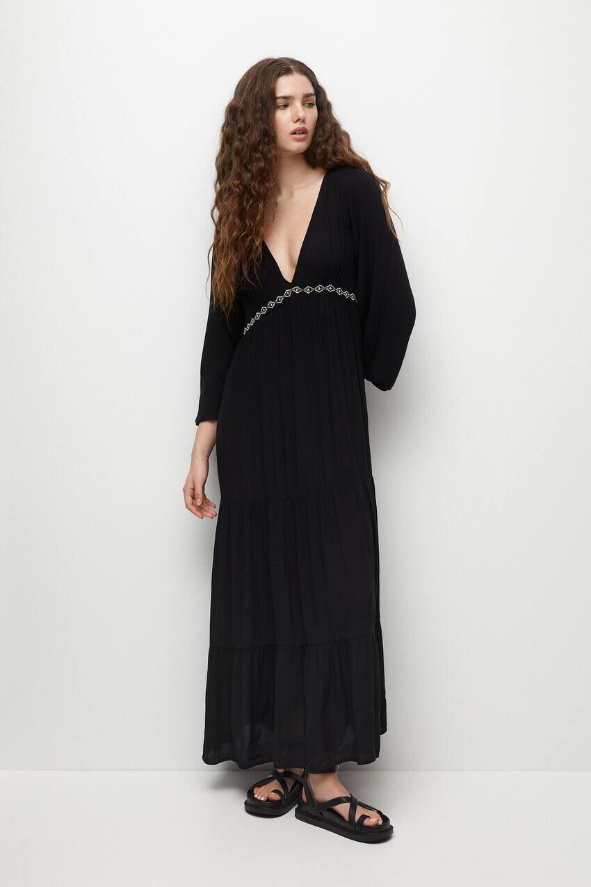 

Длинное черное платье Pull&Bear, черный