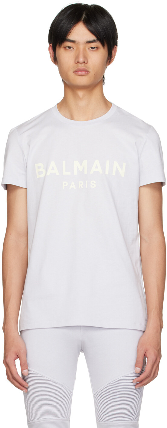 

Синяя футболка с принтом Balmain, Синий