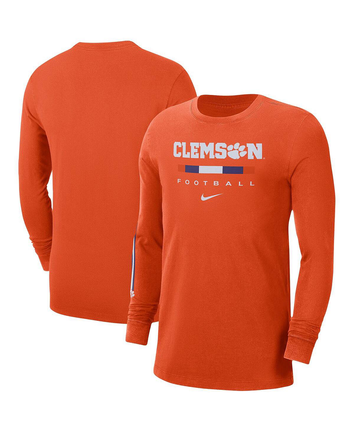 Мужская оранжевая футболка с длинным рукавом clemson tigers word Nike