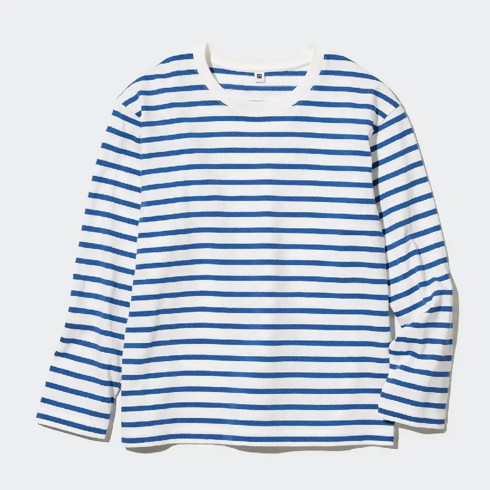 

Лонгслив Uniqlo Kids Striped Crew Neck Long Sleeved, белый/синий