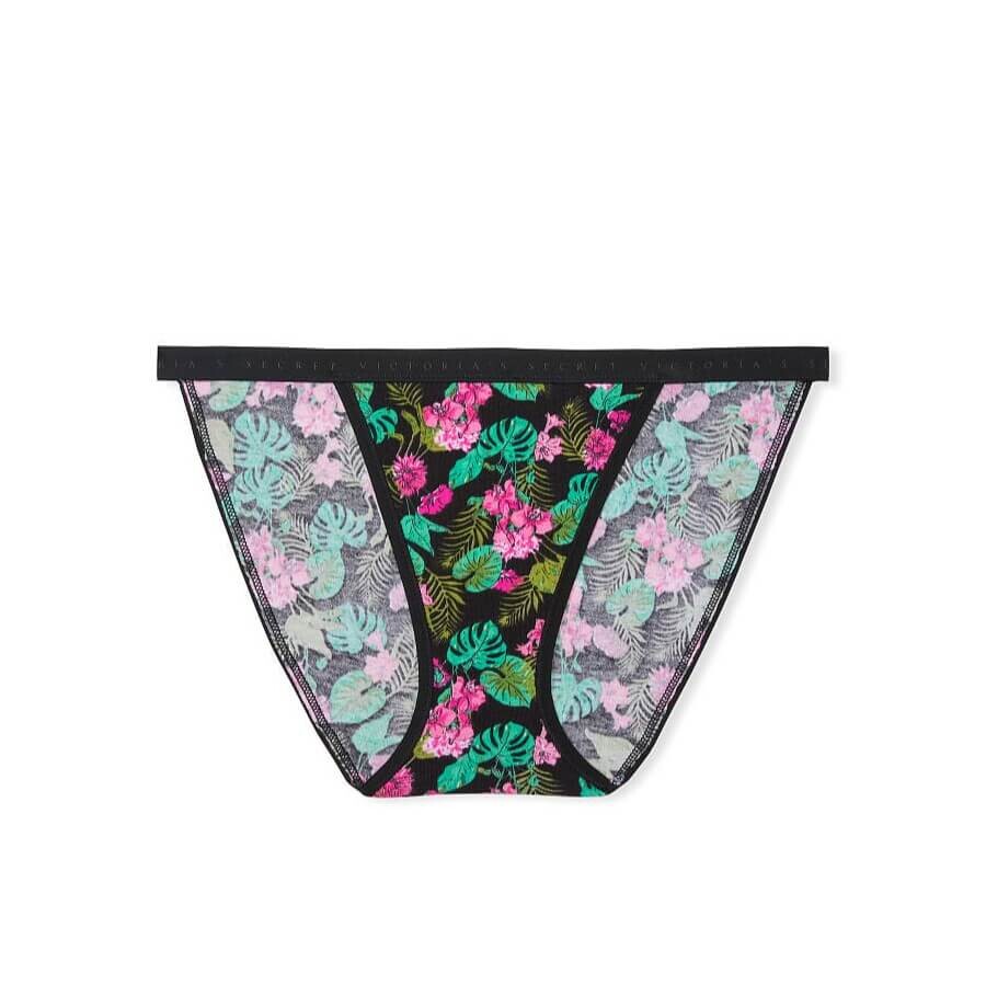 

Трусики-бикини Victoria's Secret Stretch Cotton String, черный/мультиколор