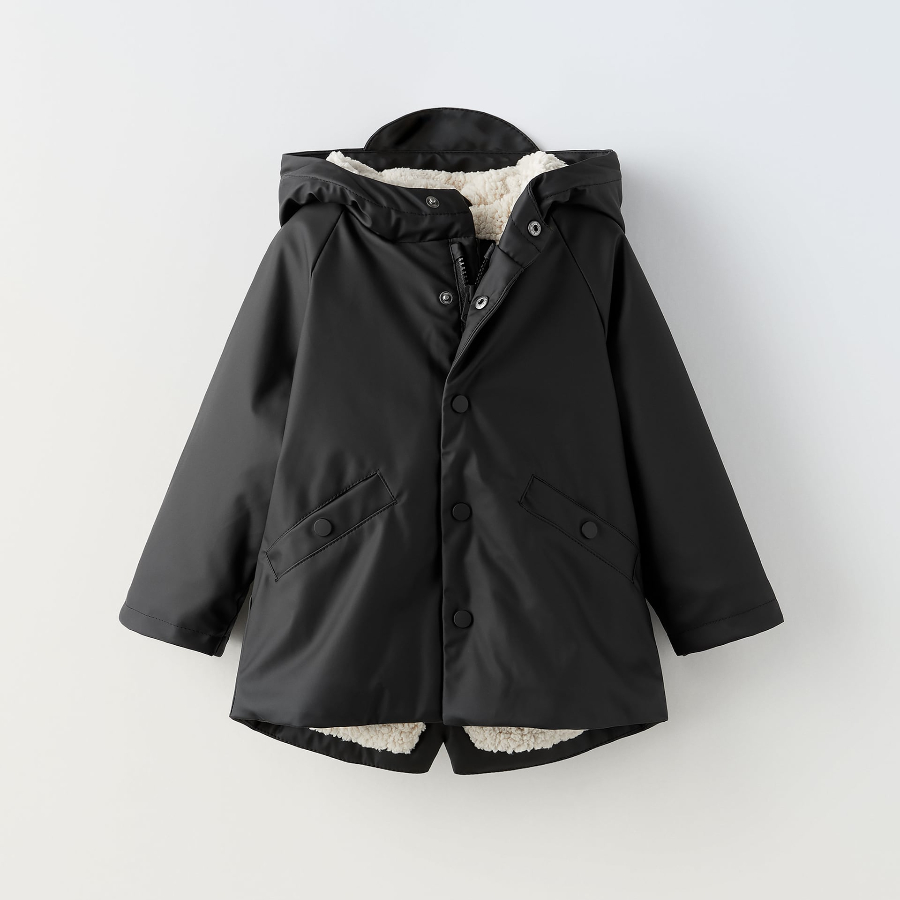Куртка для девочки Zara Rubberised, черный куртка утепленная zara rubberised серо коричневый