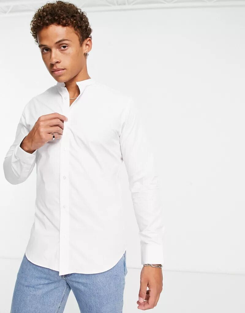 

Белая рубашка с дедушкиным воротником Jack & Jones Originals