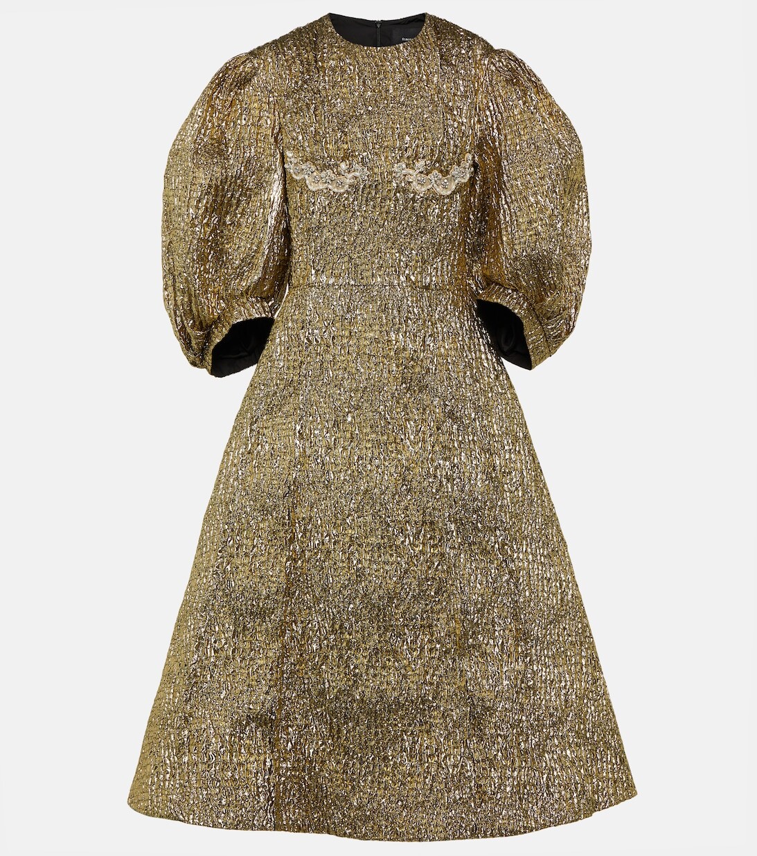 

Платье миди с эффектом металлик, украшенное кристаллами SIMONE ROCHA, золотой