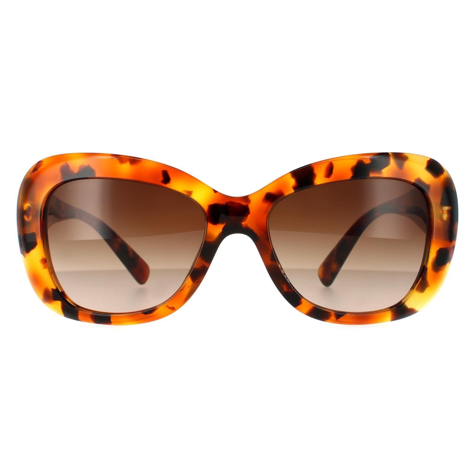 цена Прямоугольные светлые гаванно-коричневые солнцезащитные очки с градиентом Versace, коричневый