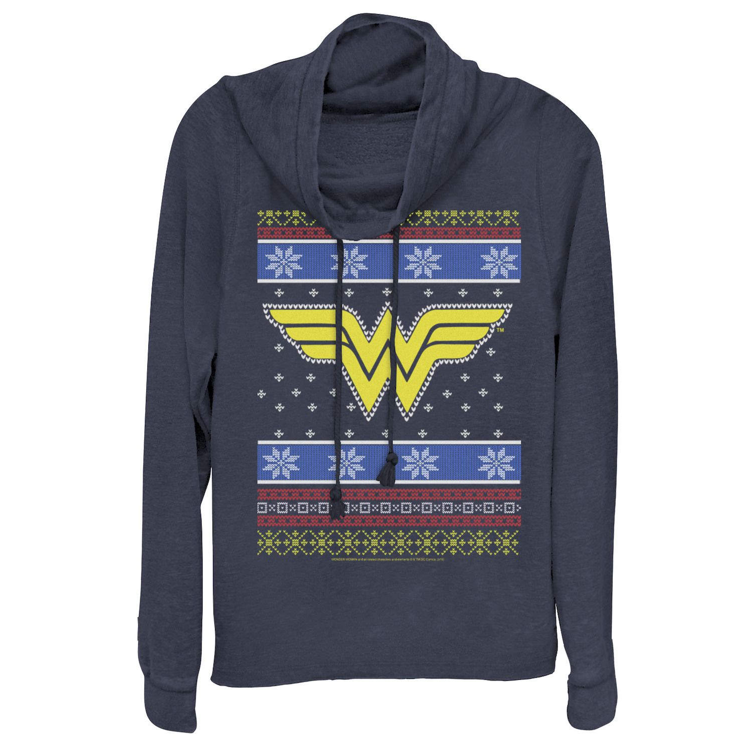 цена Рождественский свитер с логотипом DC Comics и логотипом DC Comics Пуловер с воротником-хомутом Licensed Character