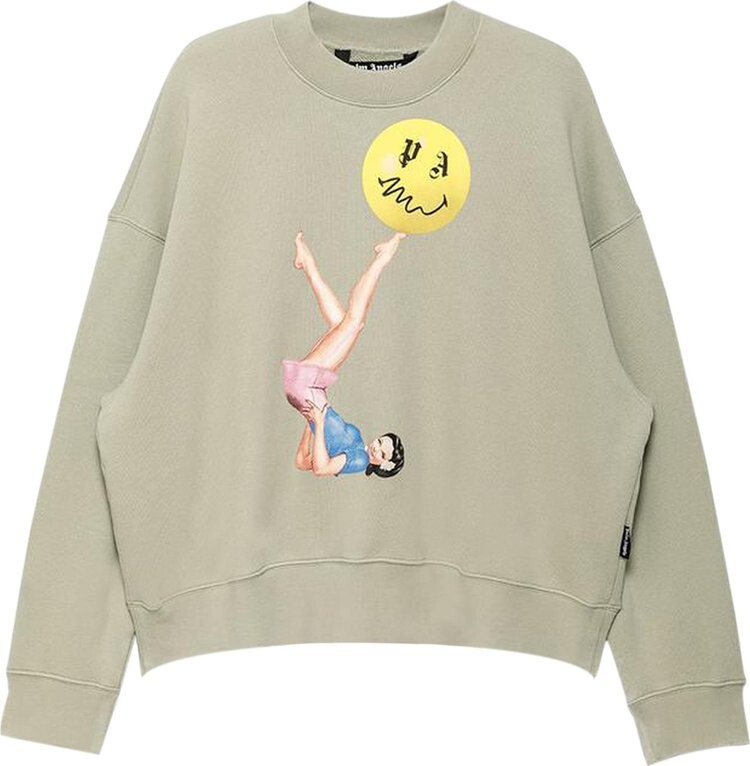 

Толстовка Palm Angels Juggler Pin Up Crewneck 'Stone/Pink', серый