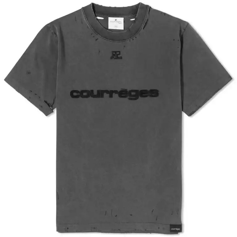 

Футболка Courrèges Distressed Logo, серый/черный
