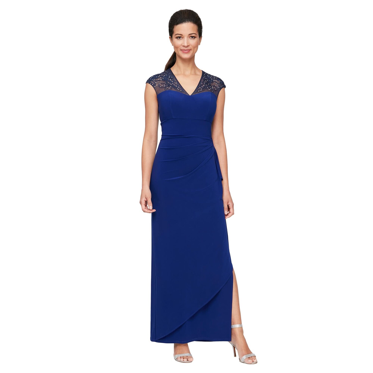 

Платье Alex Evenings, Long Empire Waist Dress with Embellishment and Cascade Detail Skirt
