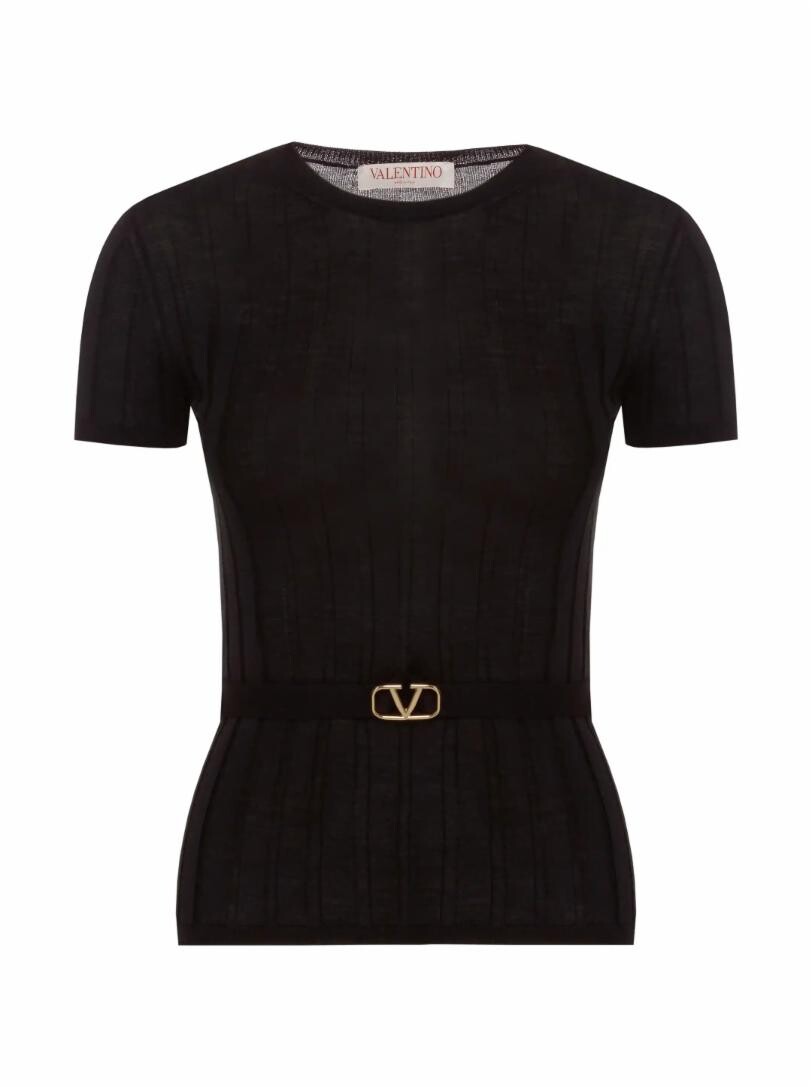 

Шерстяной топ с поясом V-logo Valentino
