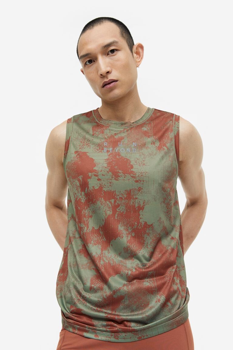 

Майка для бега DryMove H&M, хаки зеленый/коричневый