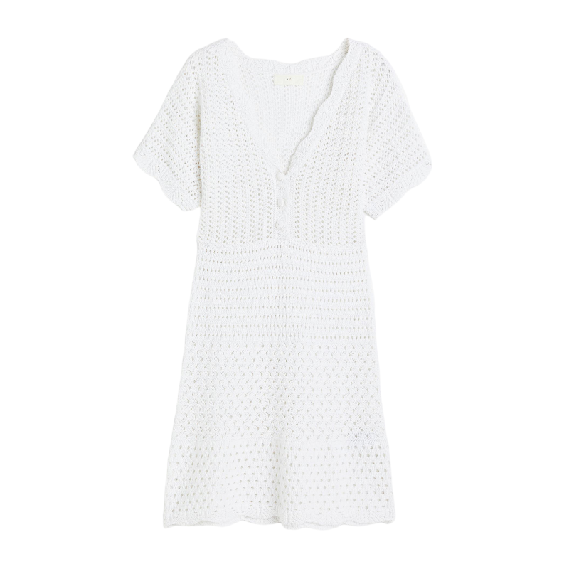 Платье H&M Crochet-look, белый платье короткое v образный вырез короткие рукава 40 черный