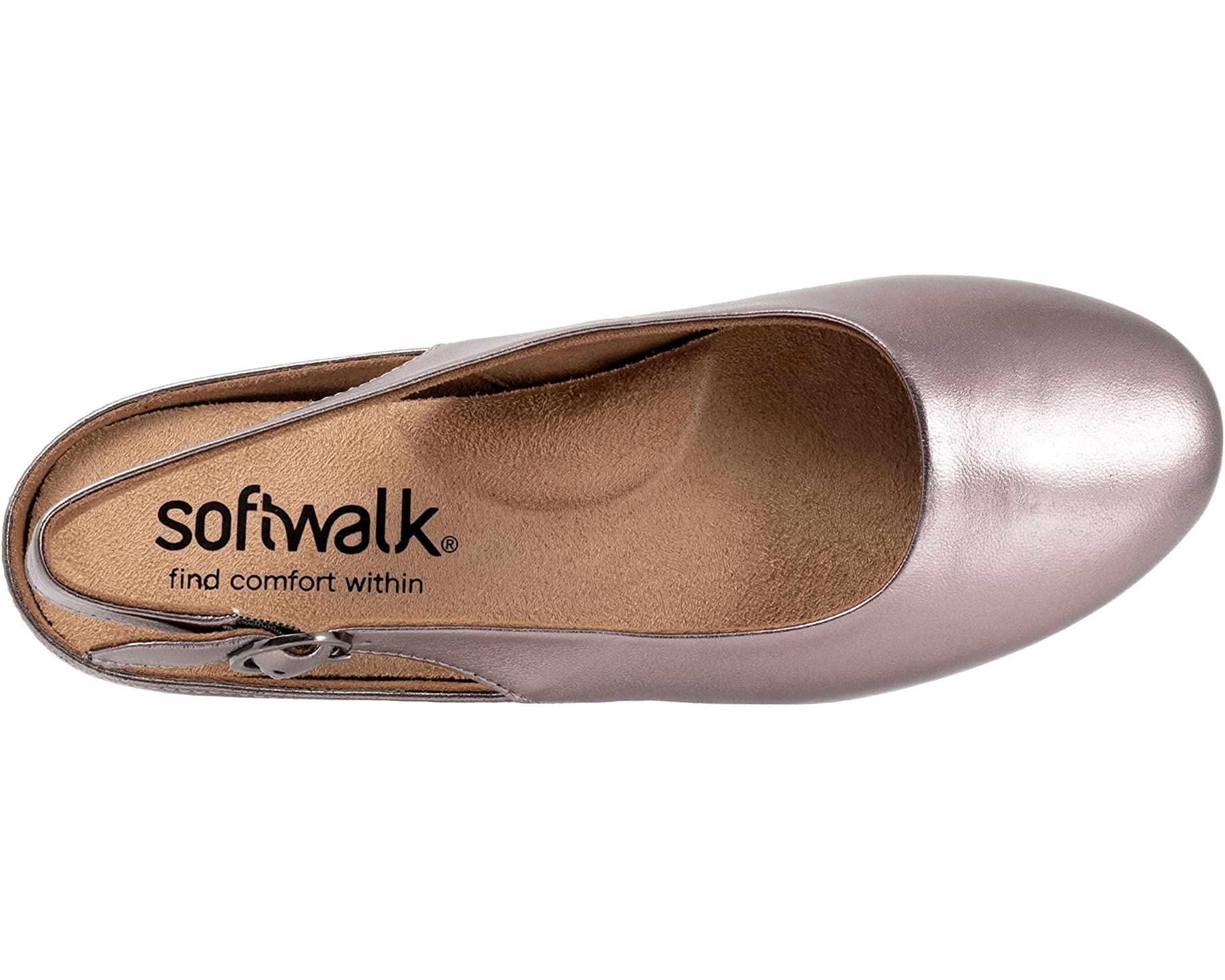 Туфли на плоской подошве Sandy SoftWalk, оловянный металлик