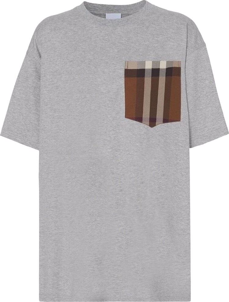 

Футболка Burberry Check Print Pocket Tee 'Pale Grey Melange', серый