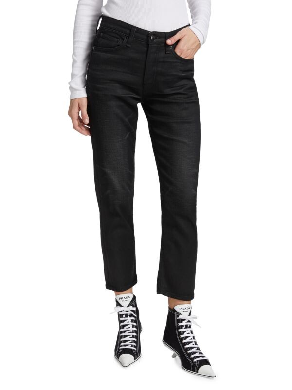 

Узкие джинсы maya с высокой посадкой до щиколотки rag & bone Worn black