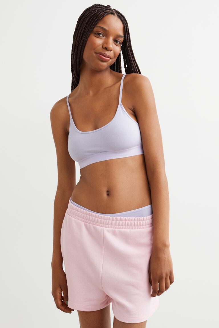 

2 комплекта хлопкового бюстгальтера без подкладок H&M, светло-фиолетовый/белый