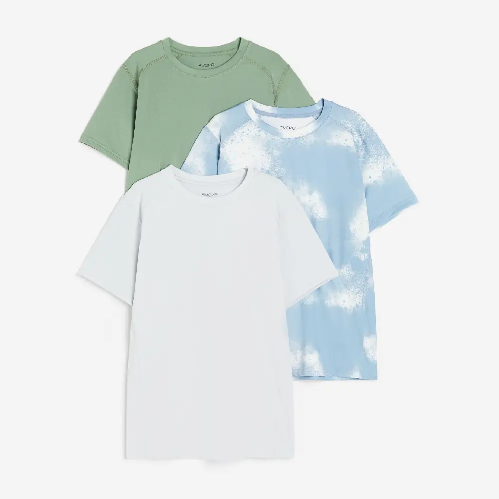 

Комплект футболок H&M DryMove Sports, 3 предмета, зеленый/голубой