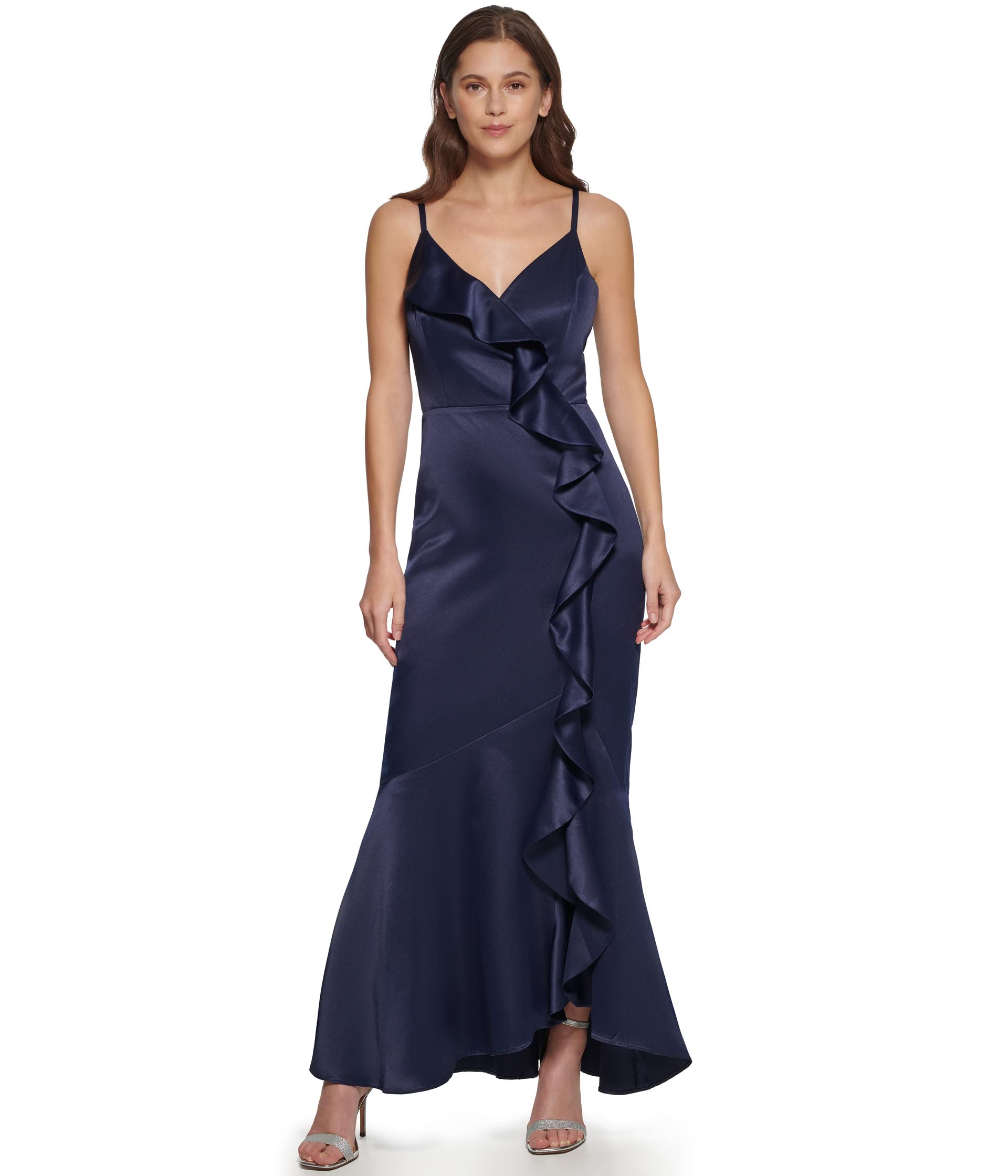 Платье DKNY, Sleeveless Ruffled V-Neck Gown