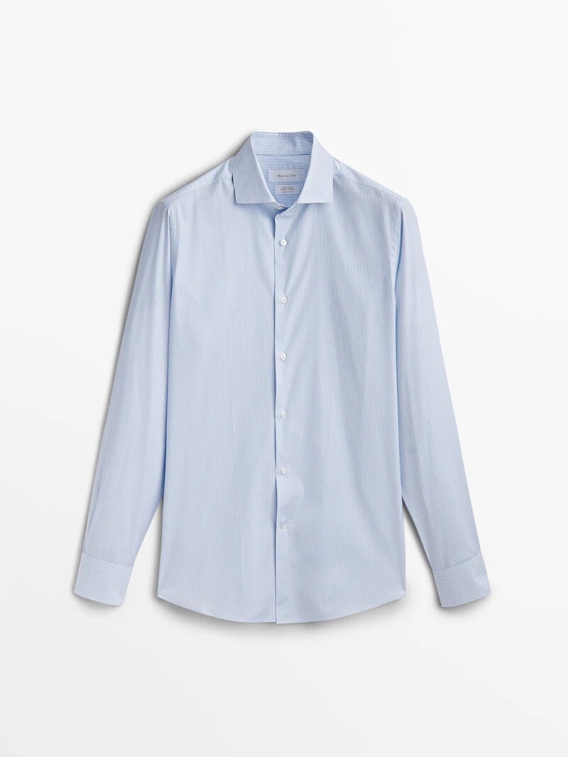 

Рубашка в полоску приталенного кроя Easy Iron Massimo Dutti, голубое небо