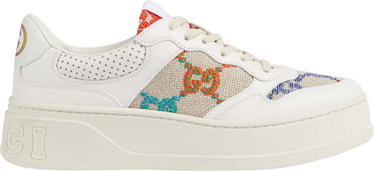 Кроссовки Gucci Wmns GG Sneaker Multicolor Embroidered, белый - фото