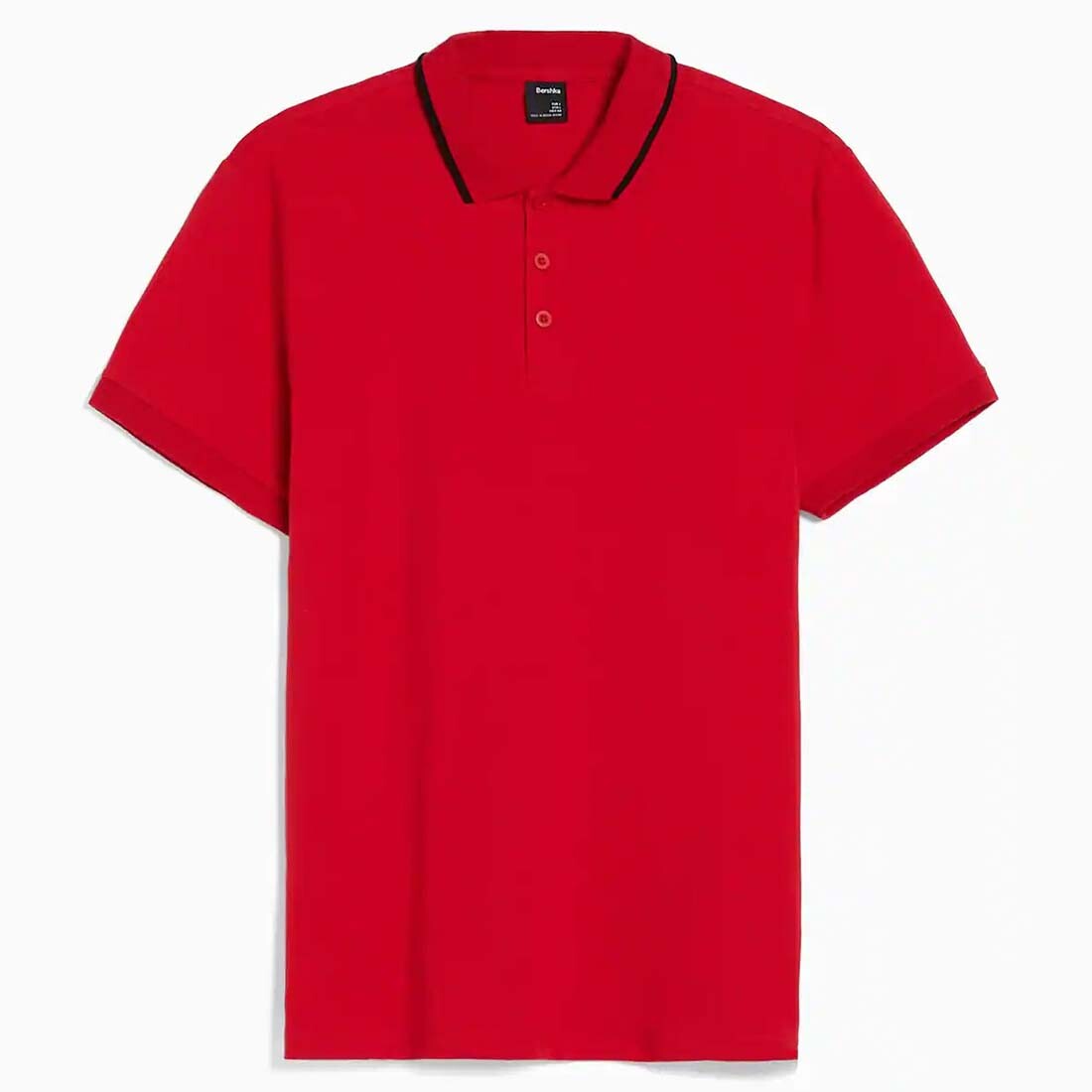 

Поло Bershka Collar Short Sleeve With Stripes, красный