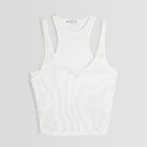 

Двухслойный топ Bershka Ribbed, белый