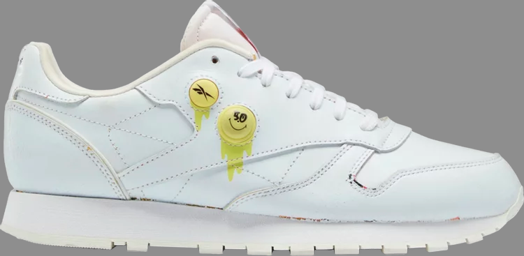 Кроссовки smiley x classic leather pump '50th anniversary' Reebok, белый - фото