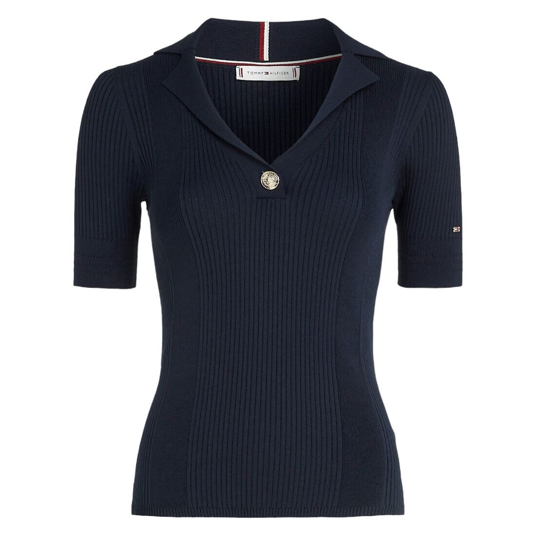 

Джемпер-поло Tommy Hilfiger Slim Fit Ribbed, темно-синий