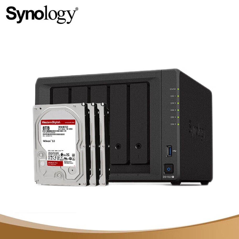 Сетевое хранилище Synology DS1522+ 5-дисковое с Western Digital Red WD80EFZZ 8 ТБ схд настольное исполнение 5bay no hdd usb3 ds1522 synology