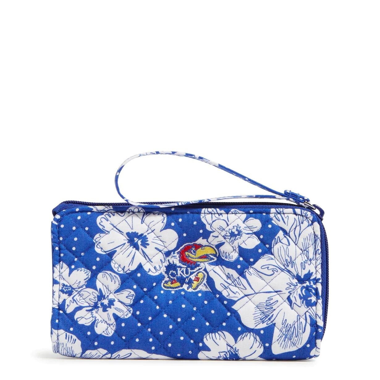 

Кошелек Vera Bradley Cotton Collegiate Front Zip With Rfid Protection, синий/белый