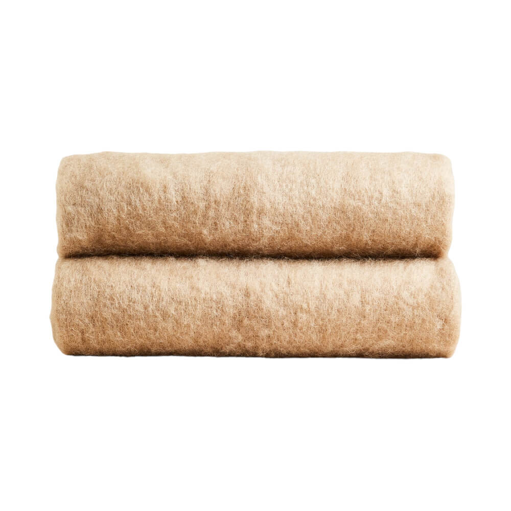 

Плед Zara Home Carded Wool, песочный