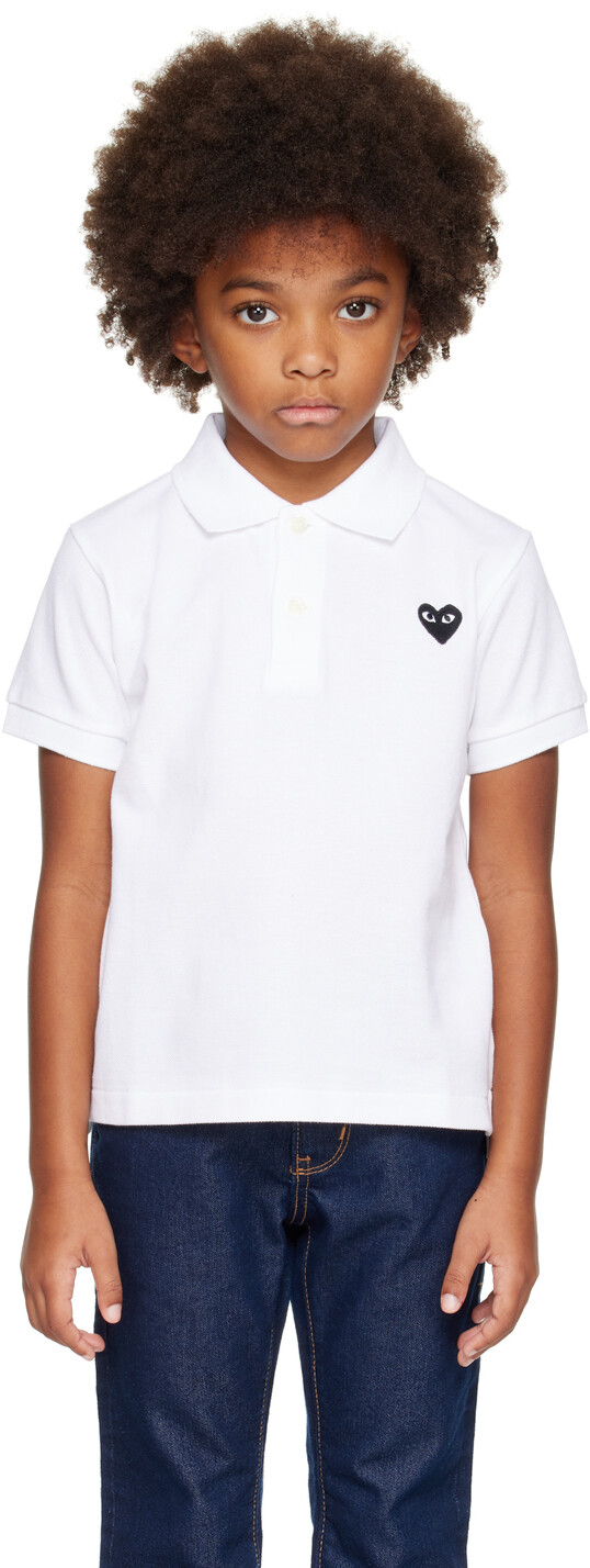 

Детская белая футболка-поло 'Black Heart' Comme des Garçons Play