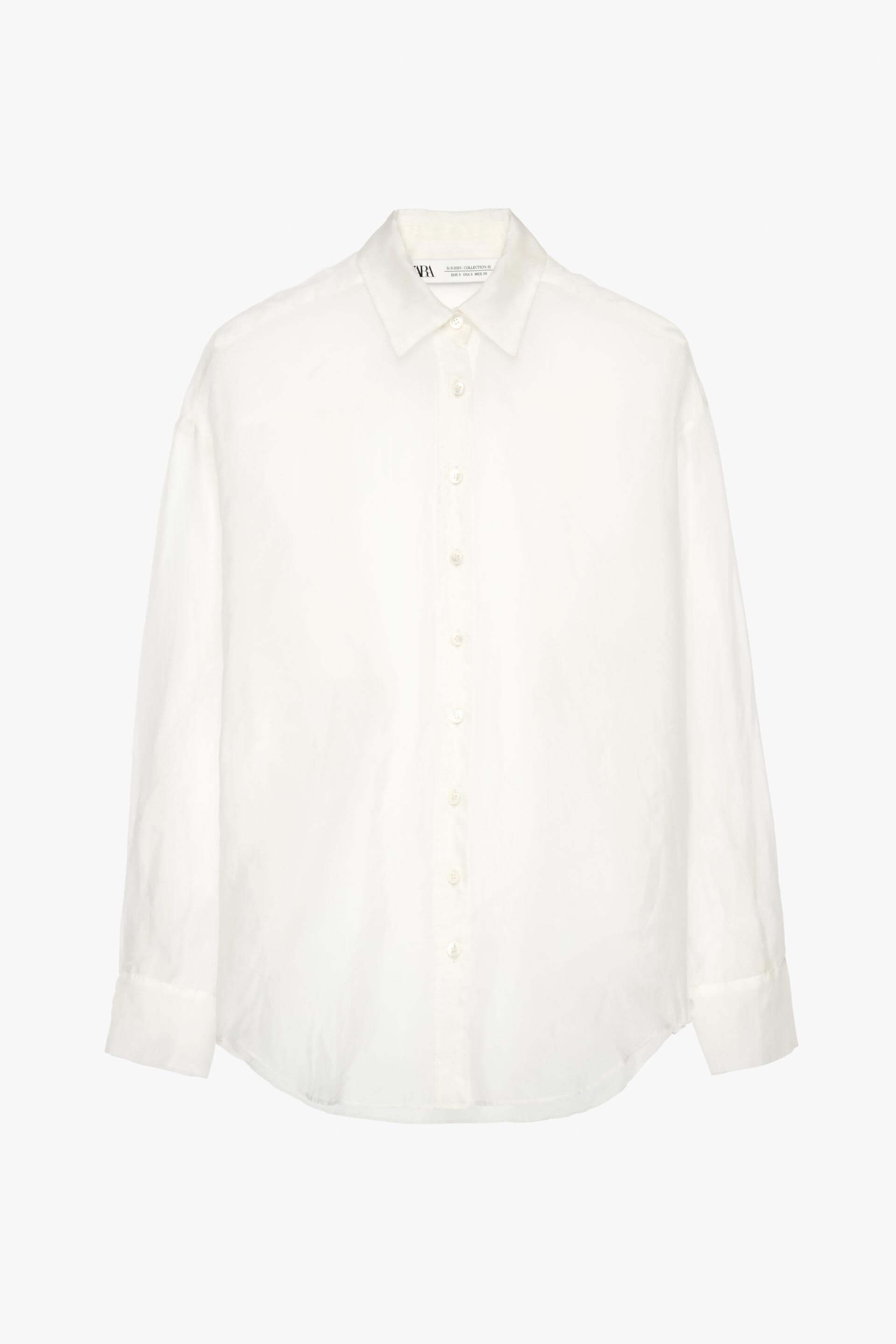 Рубашка Zara Silk Organza - Limited Edition, белый футболка zara rhinestone organza белый