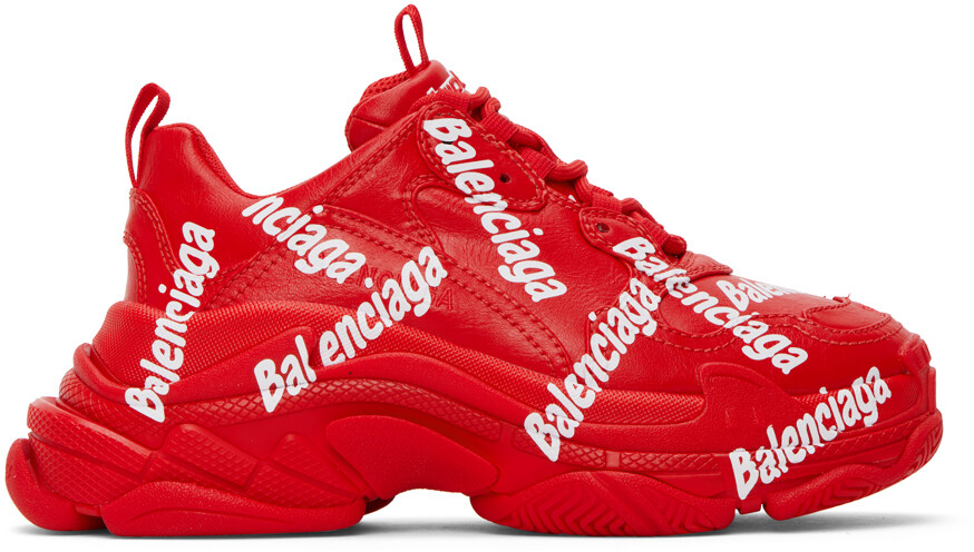 

Красные кроссовки с логотипом Triple S Balenciaga