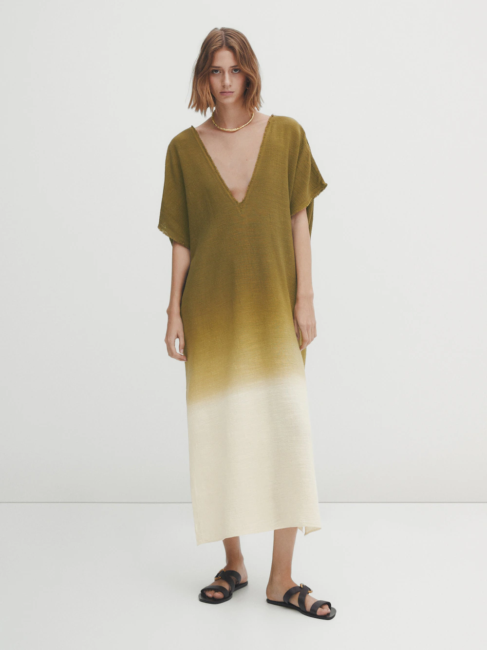 

Платье в рустичном омбре Massimo Dutti, зеленый