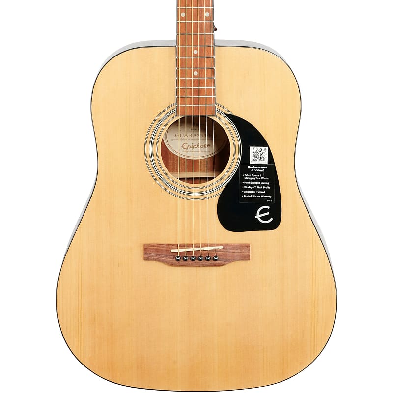 цена Комплект для акустической гитары Epiphone FT-100 (с чехлом), натуральный FT-100 Acoustic Guitar Guitar Player Pack (with Gig Bag)
