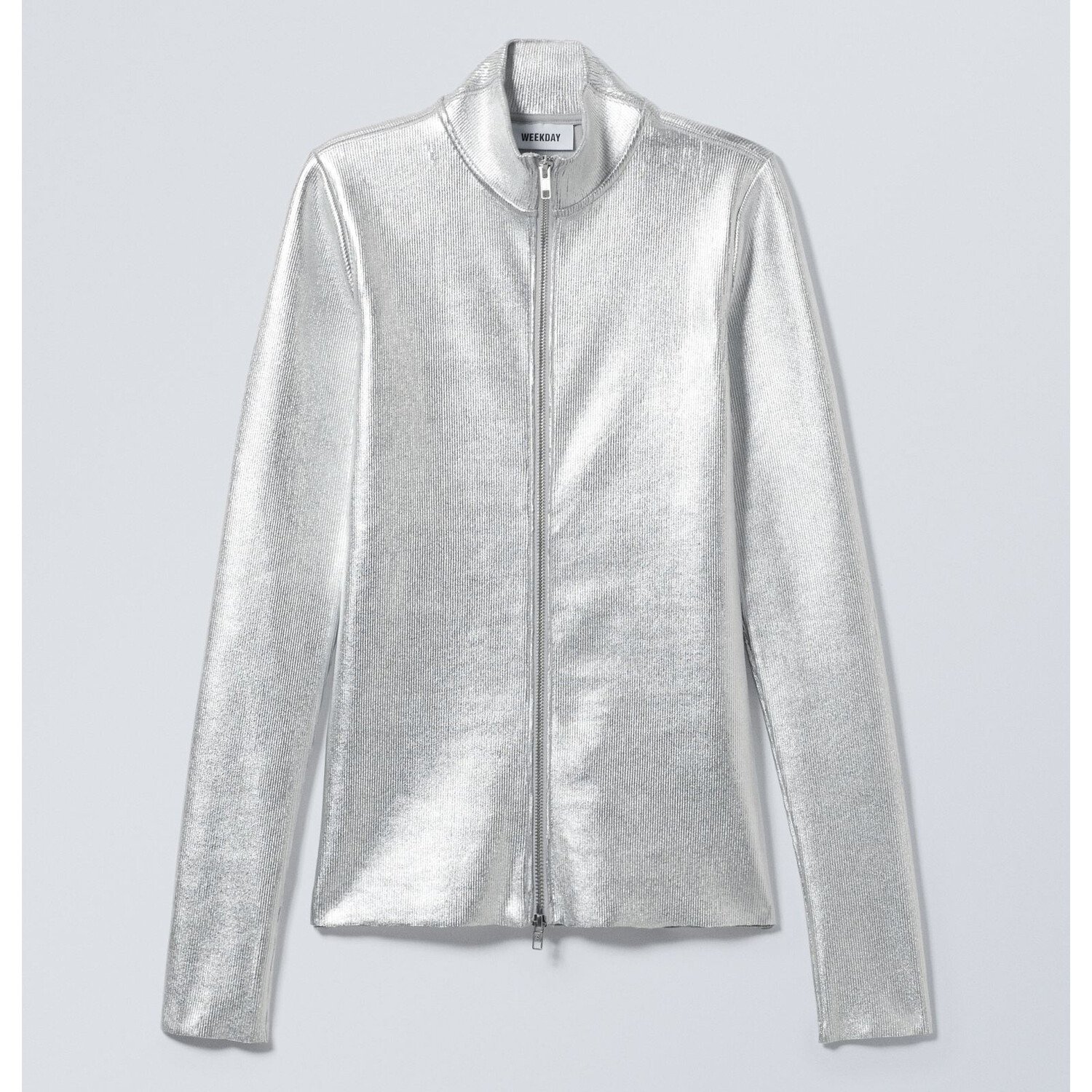 

Кардиган Weekday Coated Long Sleeve Angie, серебристый