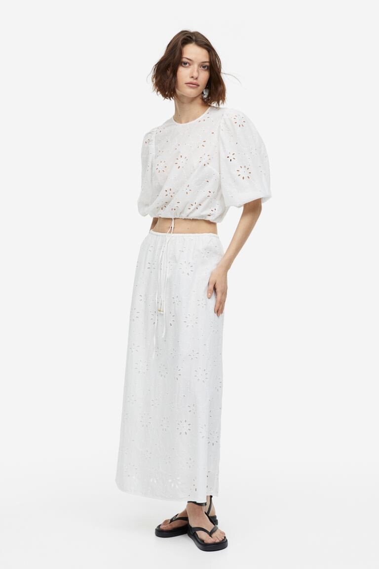 

Юбка с вышивкой люверсами H&M, белый