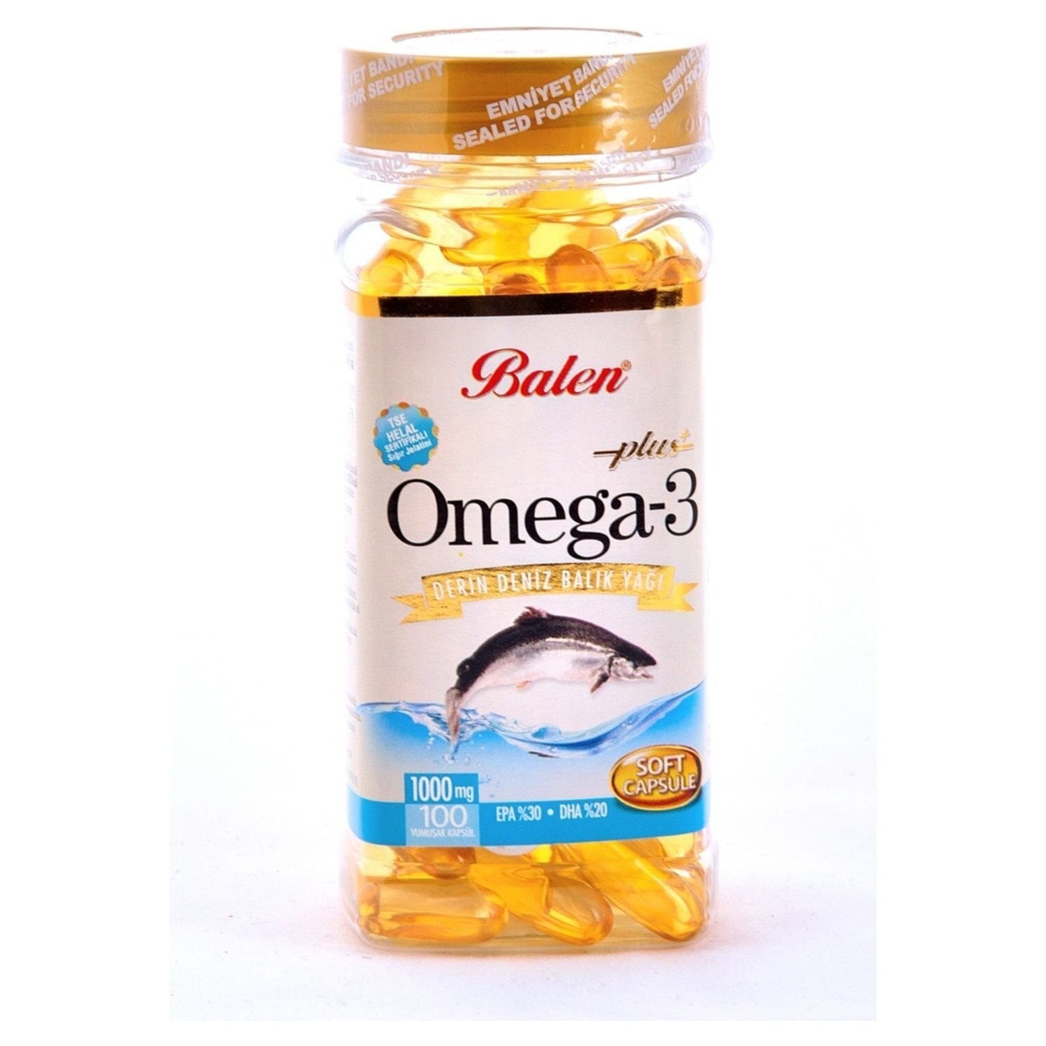 

Balen Omega 3 Fish Oil Таблетки, 1380 мг, 100 капсул, сертифицированный халяль