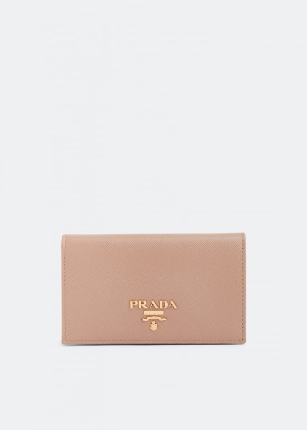 Кошелек PRADA Saffiano leather small wallet, бежевый