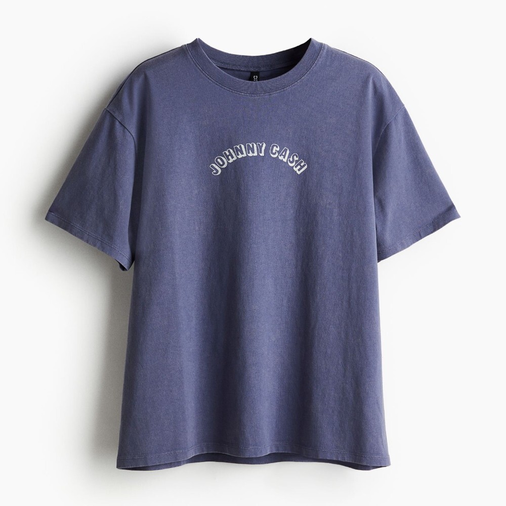 

Футболка H&M Oversized Johnny Cash, синий