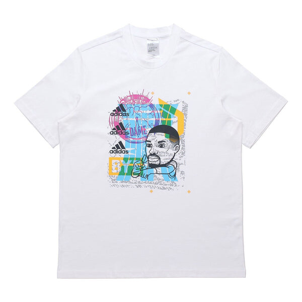 

Футболка Adidas Dame Avatar Bye Lillard Basketball Sports Printing Loose Round Neck Short Sleeve White, Белый
