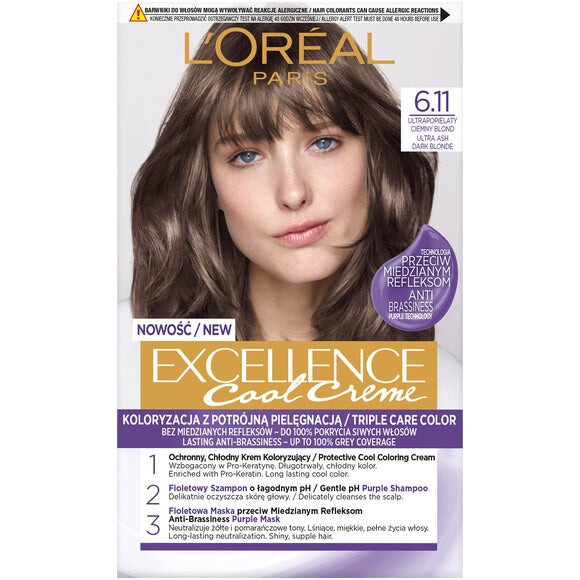 

L'Oreal Paris Краска для волос Excellence Cool Creme 6.11 Ультра Пепельный Темно-Русый