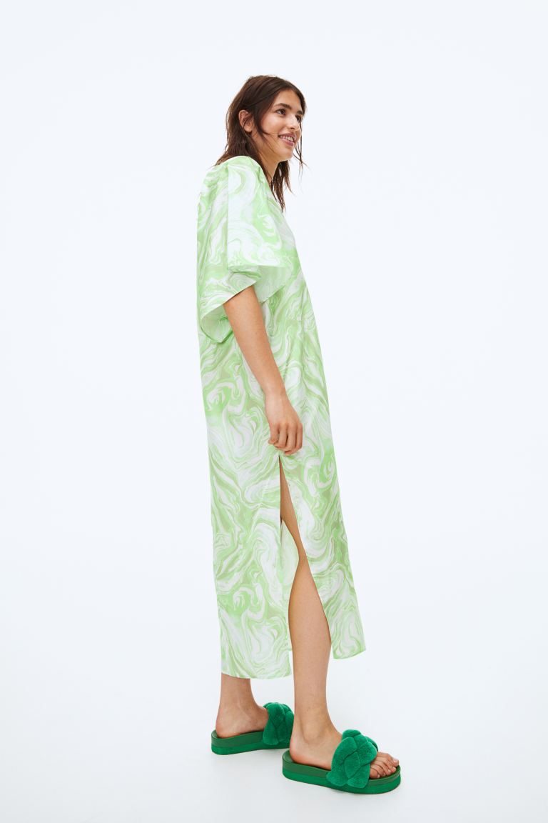 Платье с V-образным вырезом H&M, светло-зеленый/мраморность платье длинное круглый вырез короткие рукава с напуском 52 зеленый