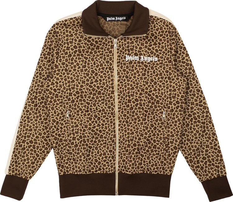 Куртка Palm Angels Leopard Jacquard Track Jacket 'Beige/Off White', коричневый - фото