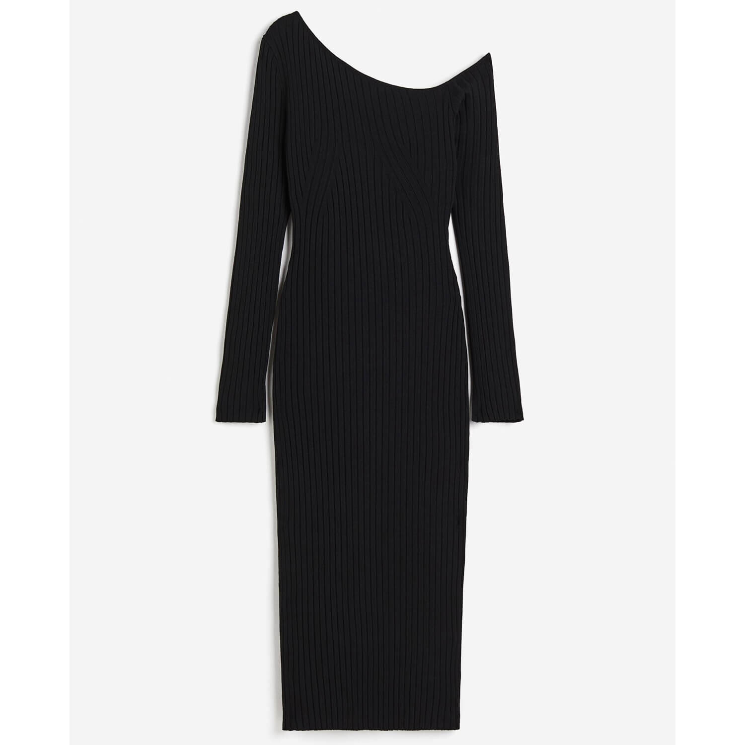 

Платье H&M Rib-knit One-shoulder, черный