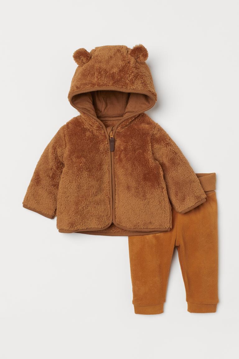 

Комплект из 2 предметов из флиса H&M, коричневый