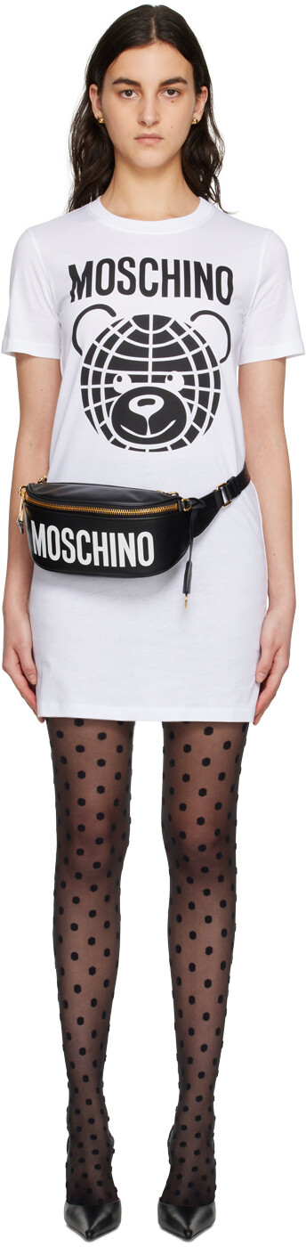 

Белое мини-платье с мишкой Тедди Moschino