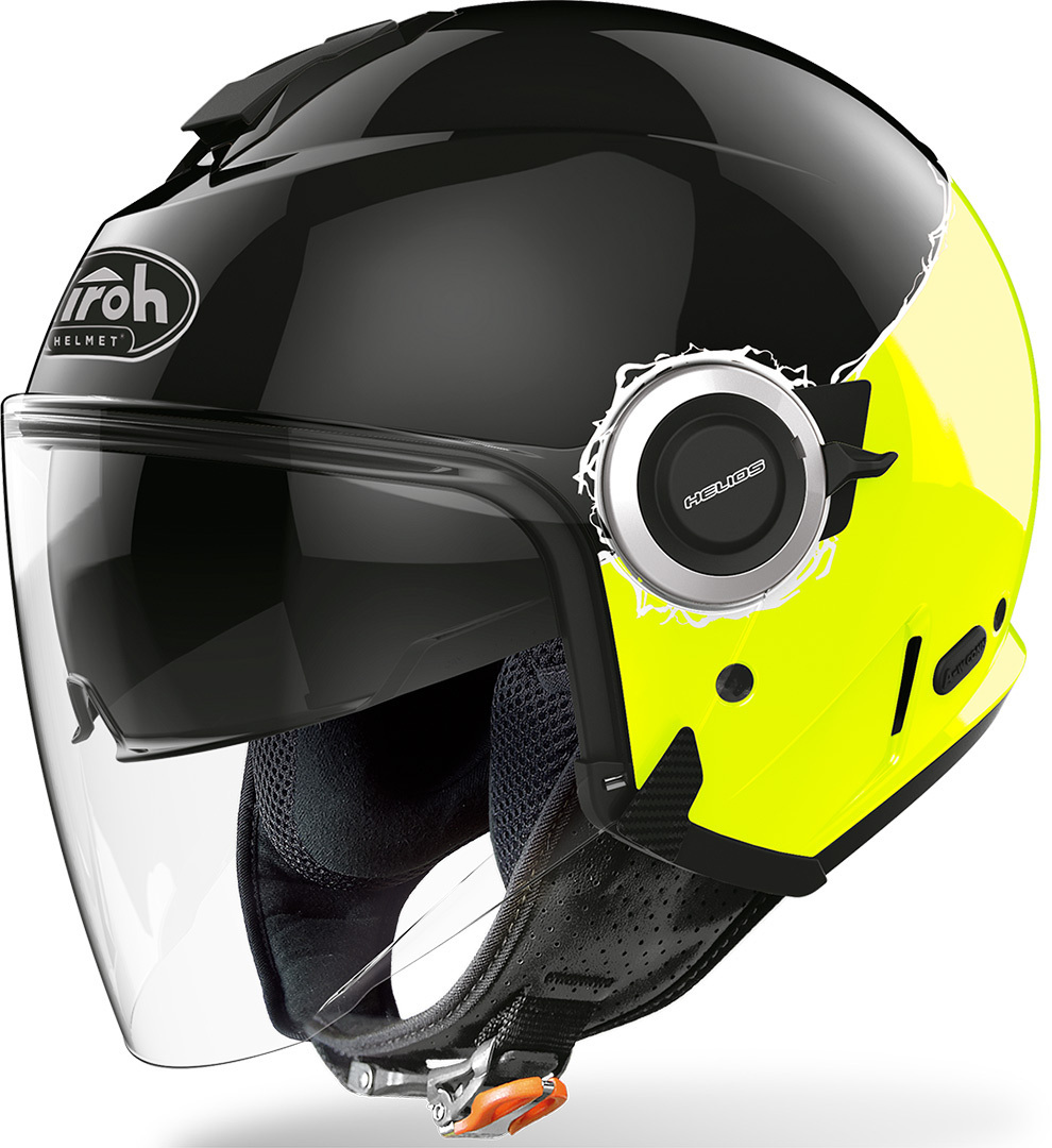 Шлем Airoh Helios Fluo реактивный, черный/желтый шлем momo minimomo реактивный черный желтый серый